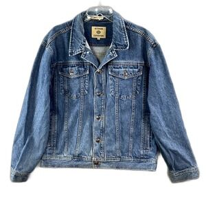 Outdoor Expedition Trucker Jacket Mens Large Denim Button Front Streetwear Surf